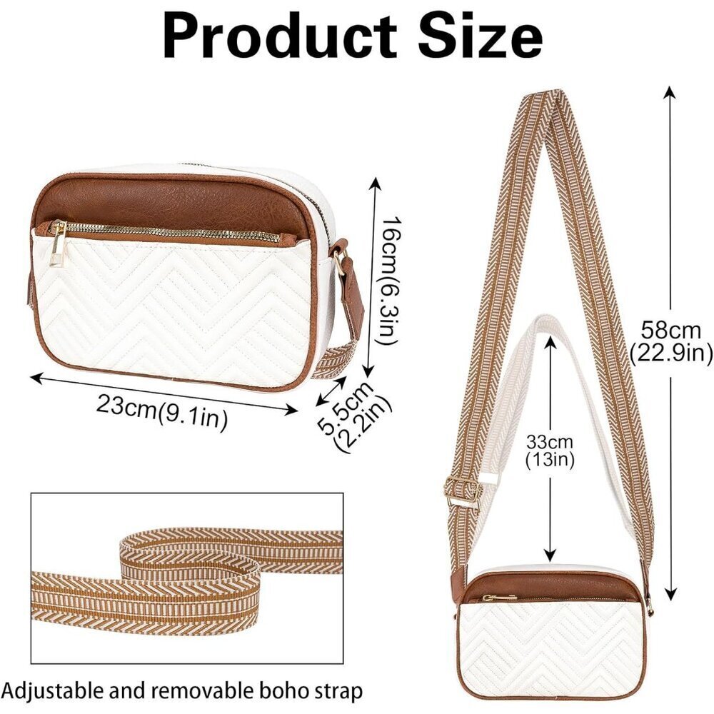 Women’s Quilted Crossbody Bag PU Leather Small Camera Purse Travel Work - Picture 2 of 7